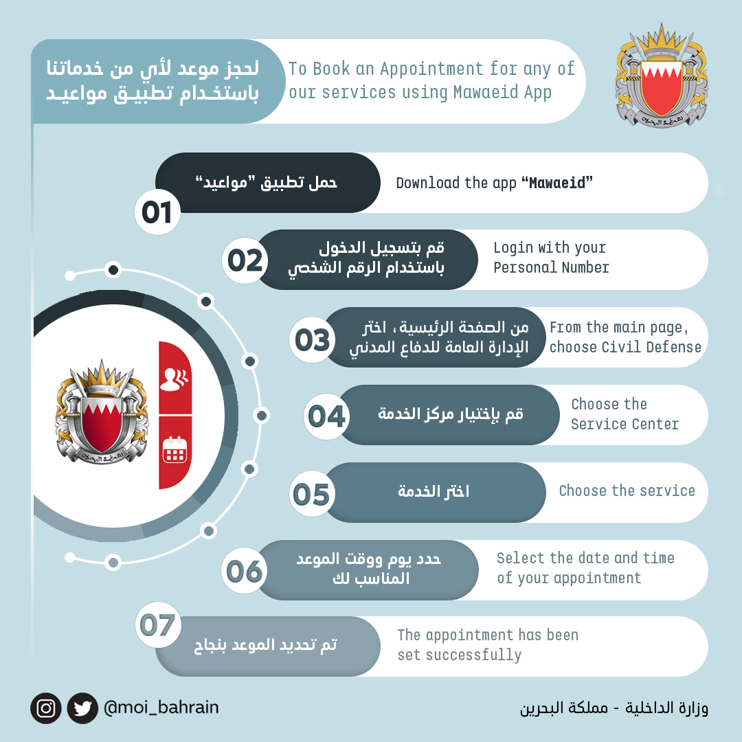 الدفاع المدني : البدء في استقبال المراجعين في فرع المجمع الأمني بالمحرق اعتباراً من الأحد القادم<