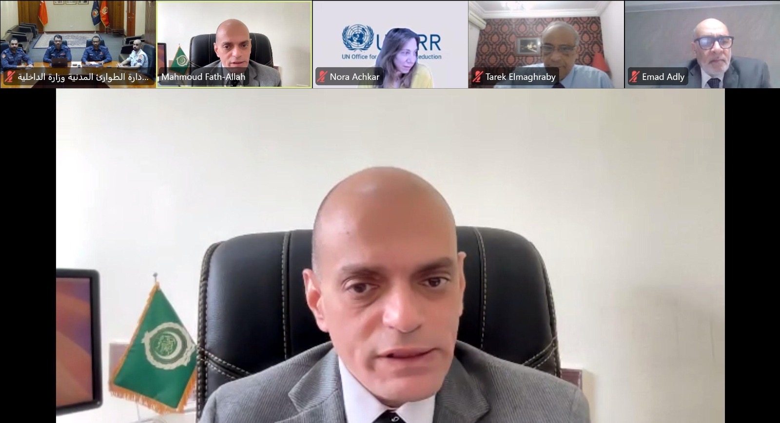 المكتب التنفيذي للجنة الوطنية لإدارة الطوارئ المدنية يشارك في فعاليات الاحتفال باليوم العربي للحد من مخاطر الكوارث<